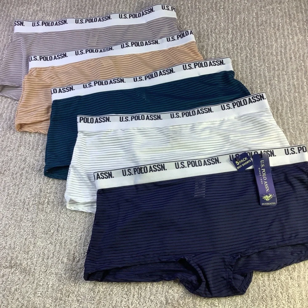U.S. Polo Assn. Womens Boy Shorts 5 Pack‎ Underwear Assorted Colors XL NWT